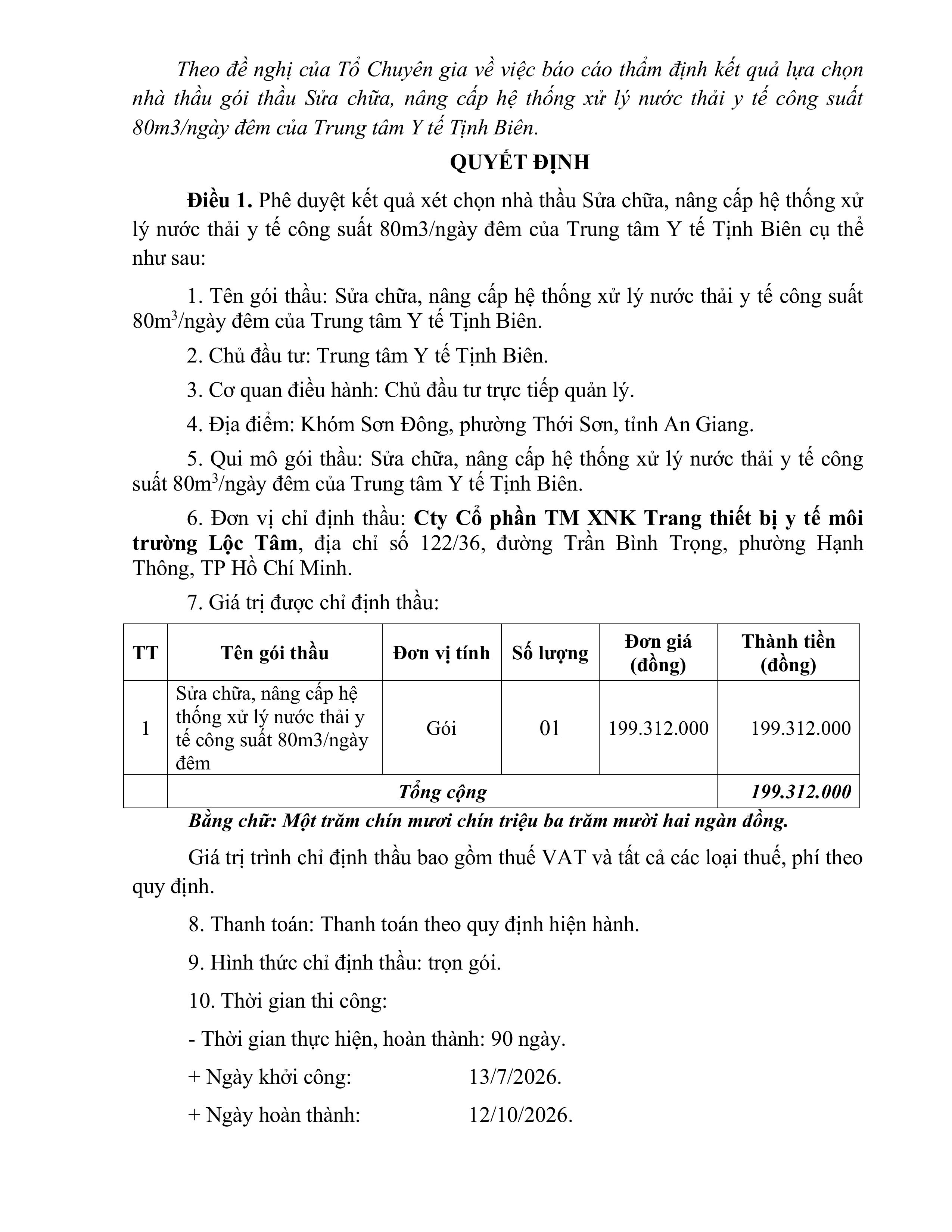 698 Quyết định phê duyệt kết quả lựa chọn nhà thầu sửa chữa nâng cấp HT XLNT 80m3.signed images 1
