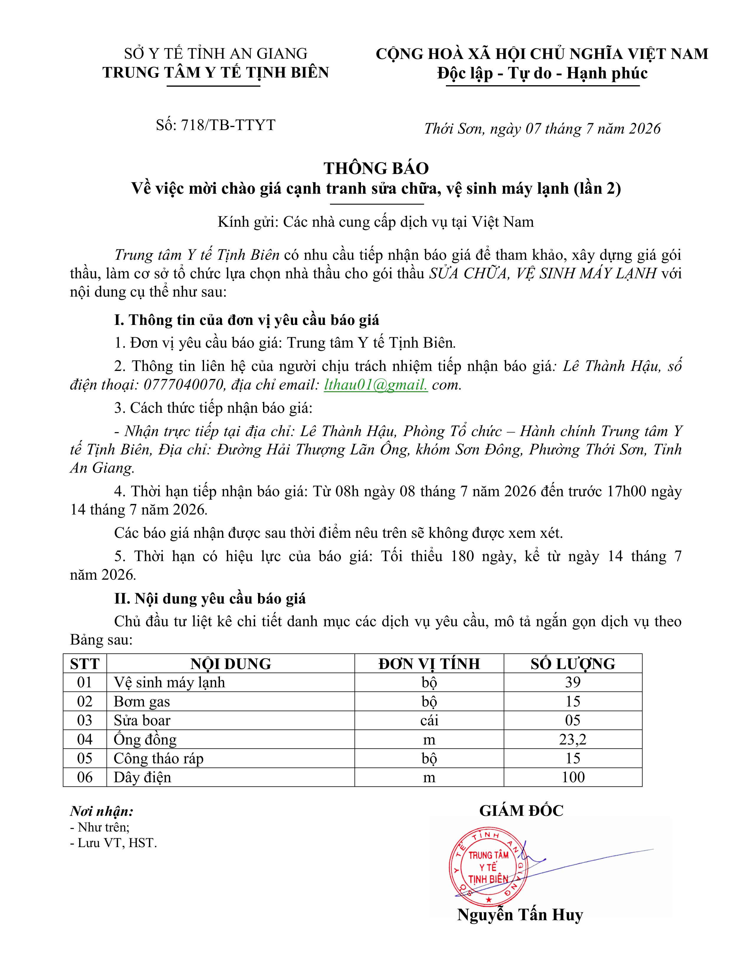 718 TTYT Tịnh Biên Thông báo vệ sinh máy lạnh đợt II 2026 lần 2.signed