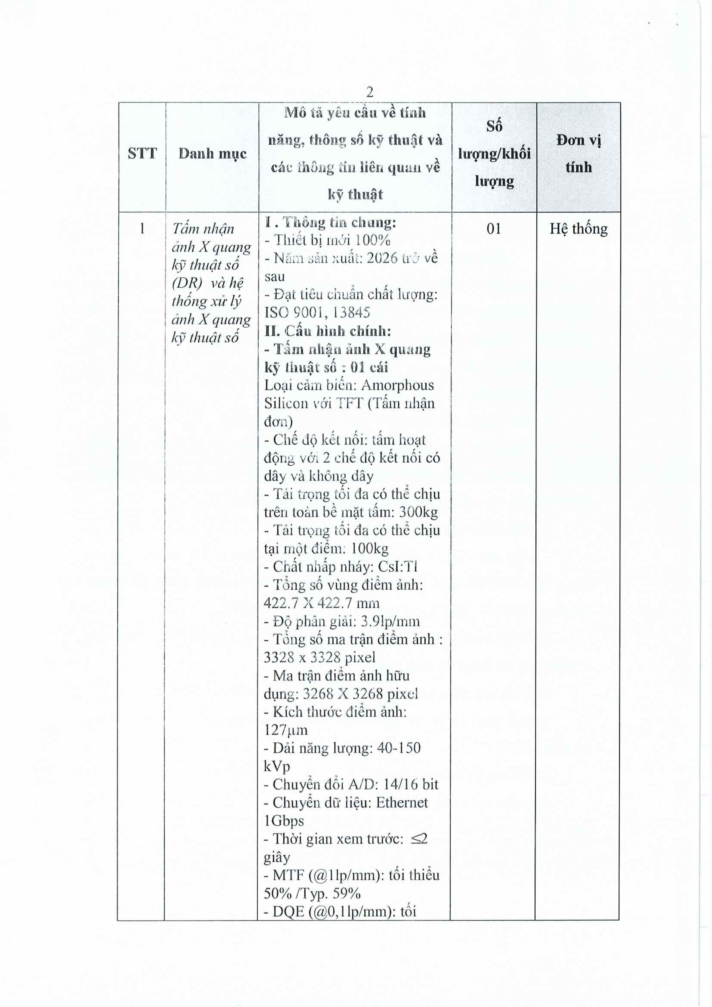 Yêu cầu chào giá mua tấm DR images 1