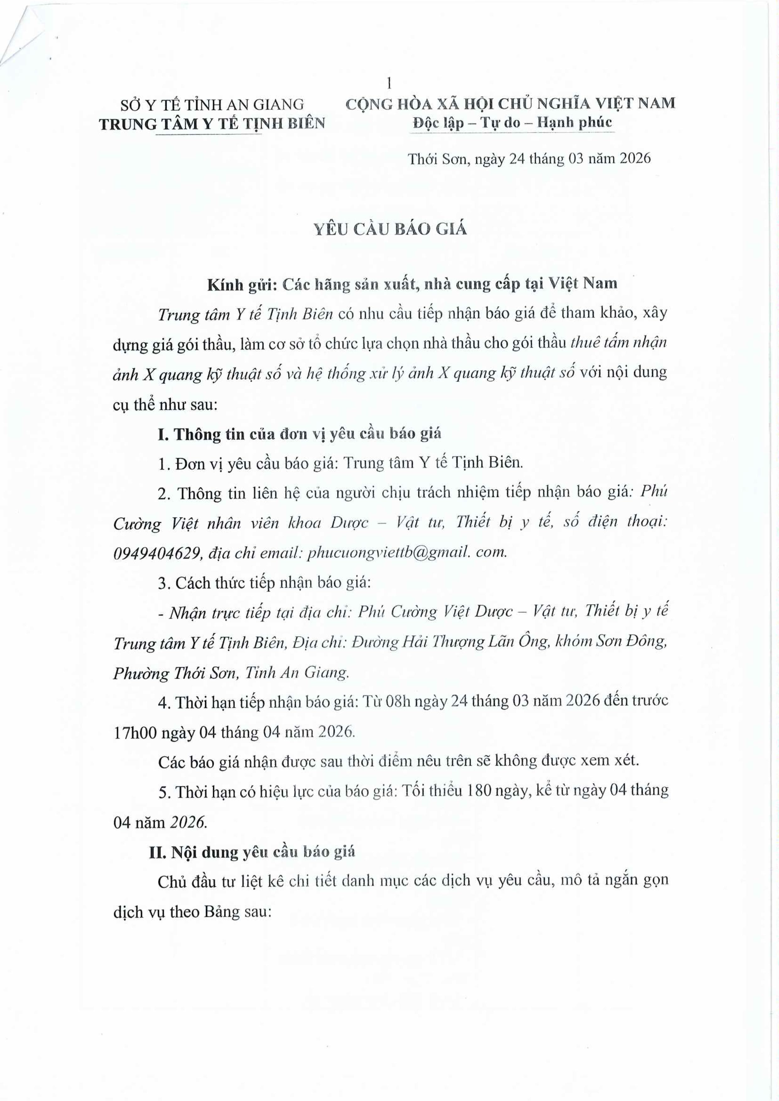 Yêu cầu chào giá thuê tấm DR images 0