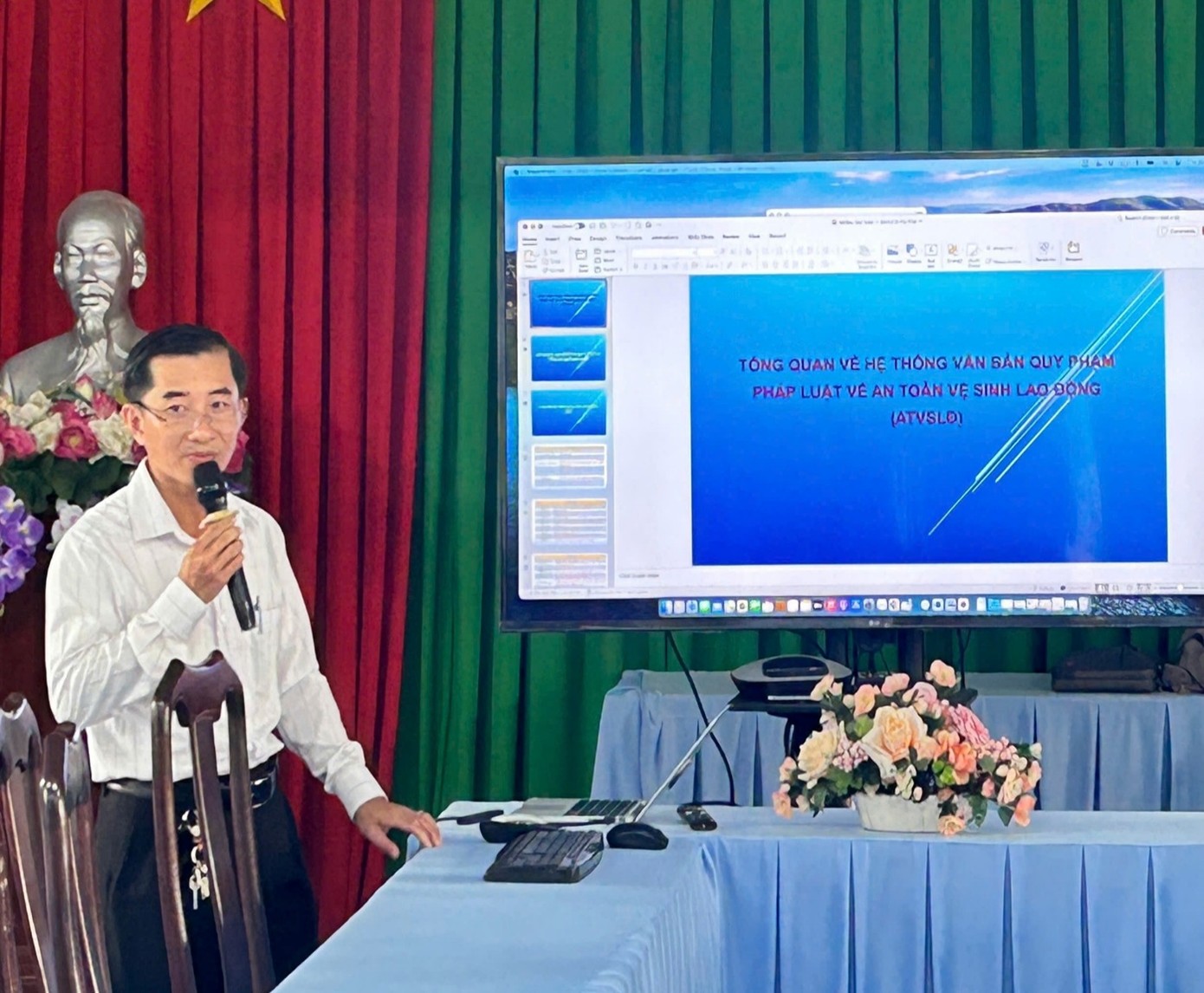 TẬP HUẤN AN TOÀN VỆ SINH LAO ĐỘNG VÀ CHĂM SÓC SỨC KHỎE NGƯỜI LAO ĐỘNG TẠI TRUNG TÂM Y TẾ TỊNH BIÊN